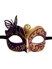 Purple Gold Butterfly laser cut Mardi Gras Masquerade Mask