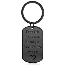 Valentines Day Gifts for Him - Drive Safe Keychain for Boyfriend Men Black 01