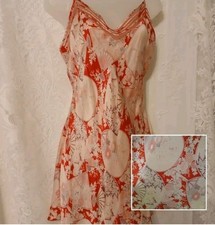 Vintage Victorias Secret SILK Pink Butterfly Asian Fans Nighty Slip Lingerie L