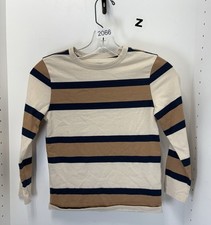 Wonder Nation Beige Striped Long Sleeve Shirt Size Medium