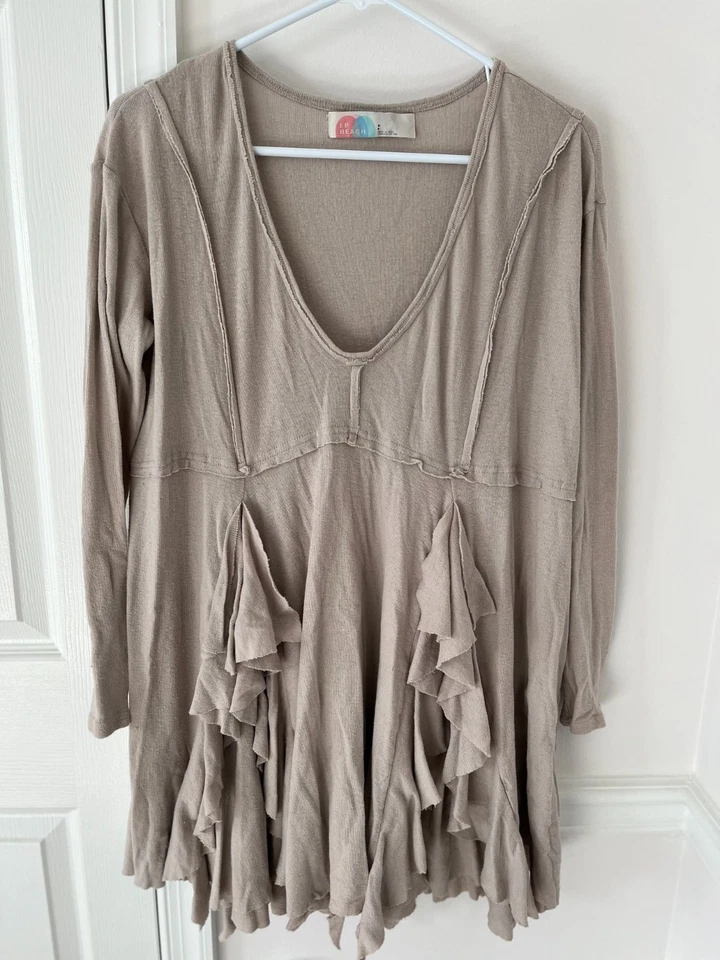 Mini vestido túnica beige talla pequeña de playa Free People para mujer Foto 4 de 4