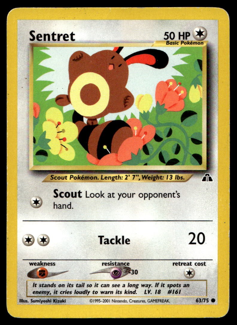 Sentret 63/75 Common Neo Discovery Pokemon Unlimited Heavily Played