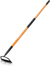 57 Inch Heavy Duty Garden Hoe with Orange Fiberglass Handle - Long Handle... 