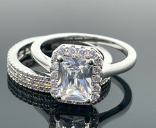 2-ER SET RING GR.20 (CA.62) PALLADINIERT MIT ZIRKONIA SCHMUCKJAGD