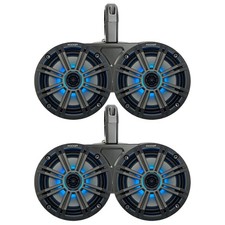 Kicker 6.5" 195W Marine LED Charcoal Speakers w/Black Dual Speaker Pods Qty 4 