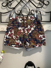 Vintage Floral Paisley Shorts 100% Cotton Women's Size 0 Made In USA High Waist
