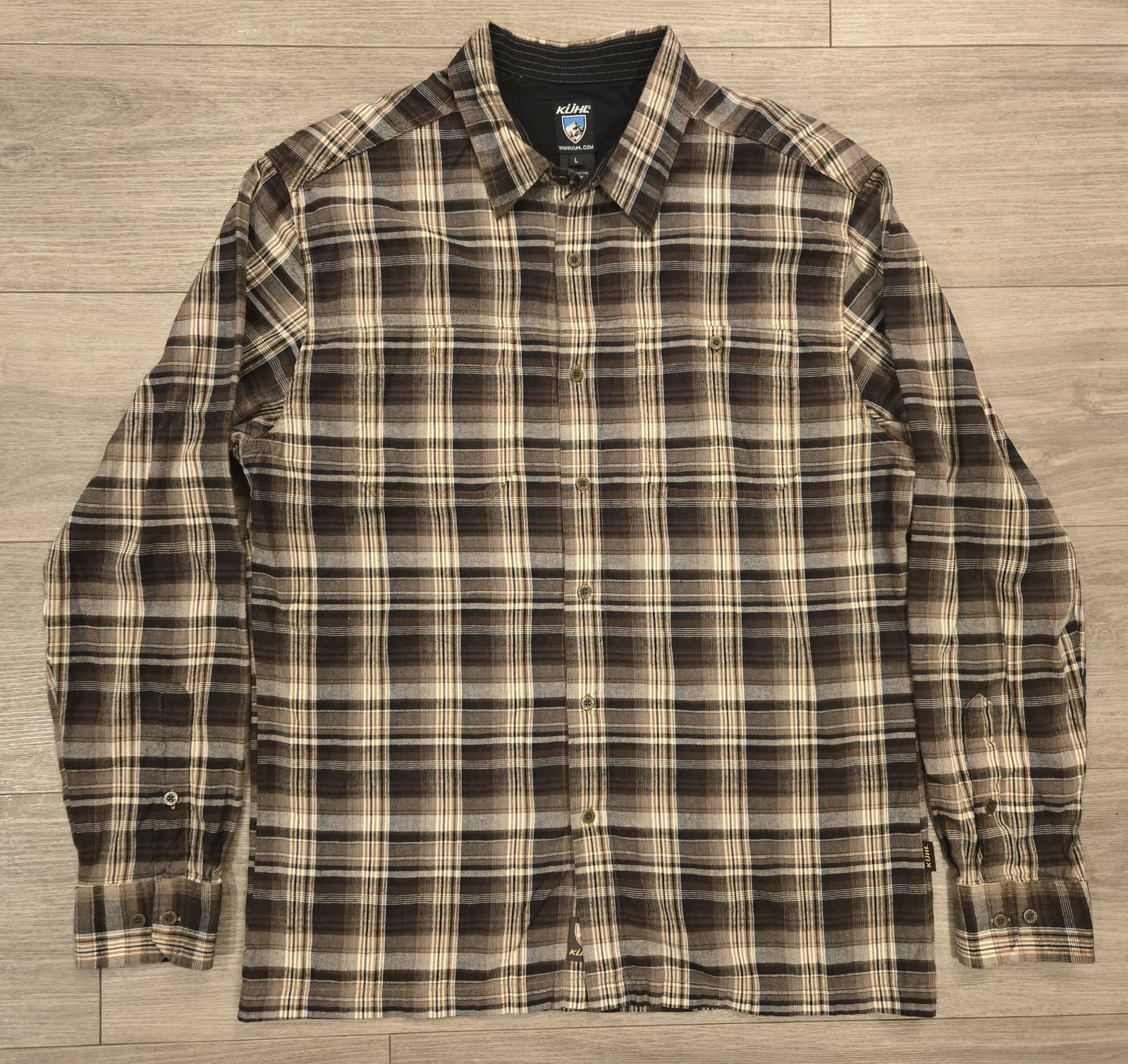 Kuhl Dillingr Button Up Hiking Plaid Brown Shirt Men's Large Long Sleeve Button
Opens in a new windo