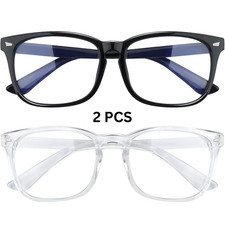 2X Blue Light Blocking Glasses Square with Anti Computer Glare for Gaming Unisex