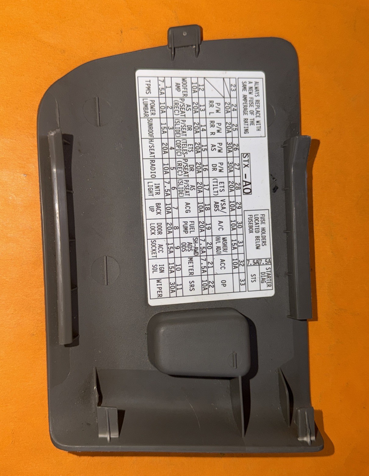 Insurance Note Text Box 2007-2013 Acura MDX DRIVERS Interior Fuse Box Cover Lid Trim Left ...