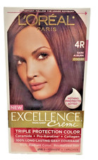 NEW L'Or al Excellence Cr me Triple Protection Color-4R DARK AUBURN COOLER 