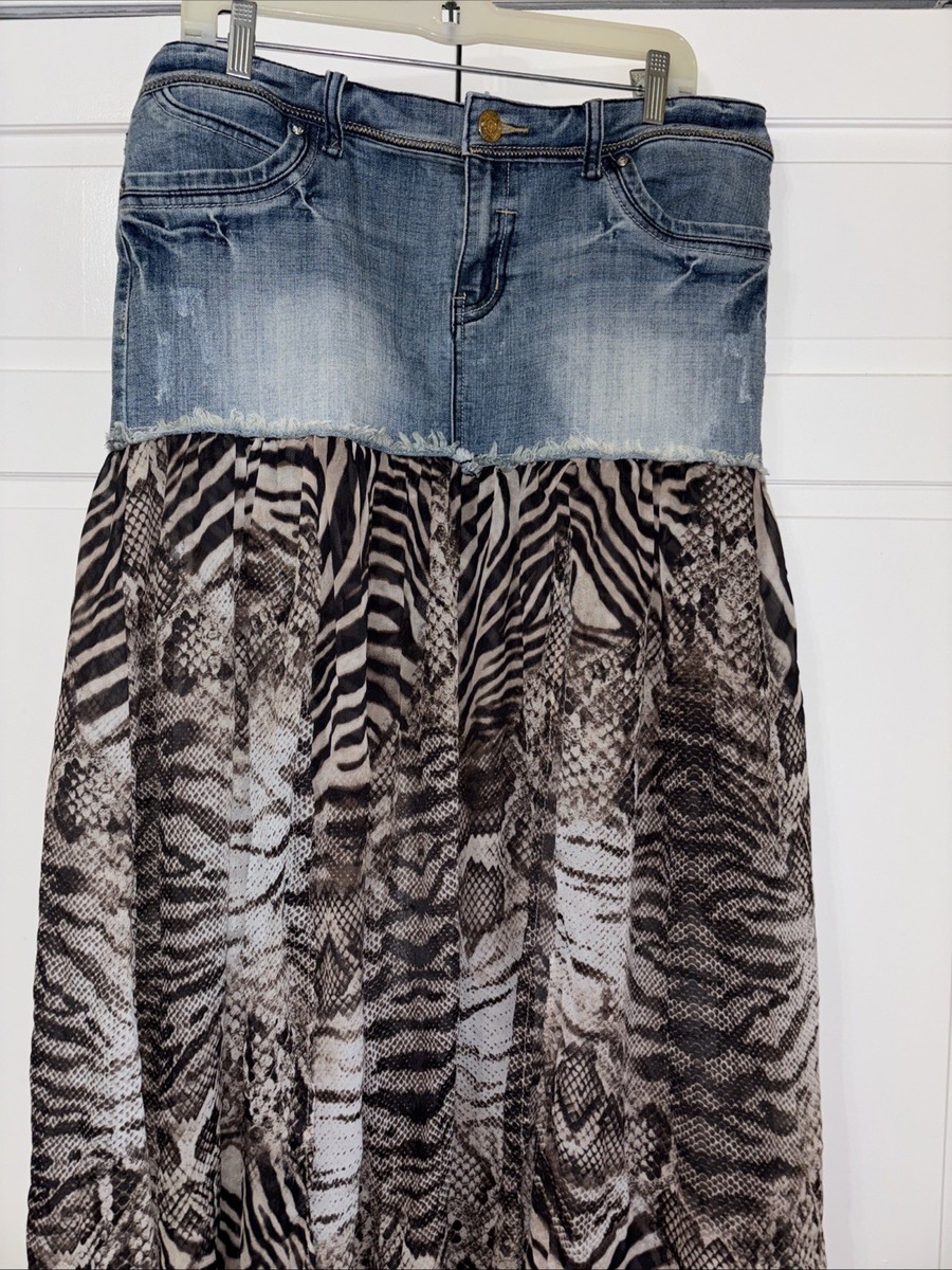 スカート FAKE PRINT MULTI LOGO DENIM SKIRT FAKE PRINT MULTI LOGO
