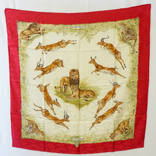 Hermes Carre 90 Kenya rosso seta multicolore 100%