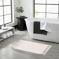 Jean Pierre - Ricardo Bath Mat, Woven Fringe Bathroom Rugs - Ivory YMB027651
