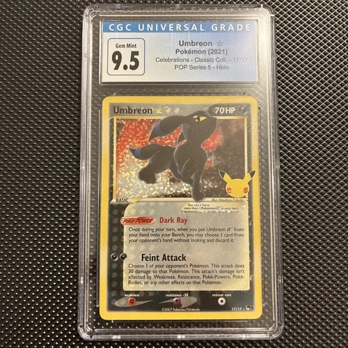Umbreon 2021 Celebrations 17/17 Pokemon CGC 9.5 blue label =CGC 10 Gem Mint