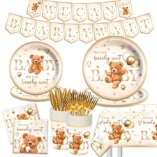 Teddy Bear Baby Shower Decorations for Boy-142Pcs We Can Bearly Wait Tablewar...