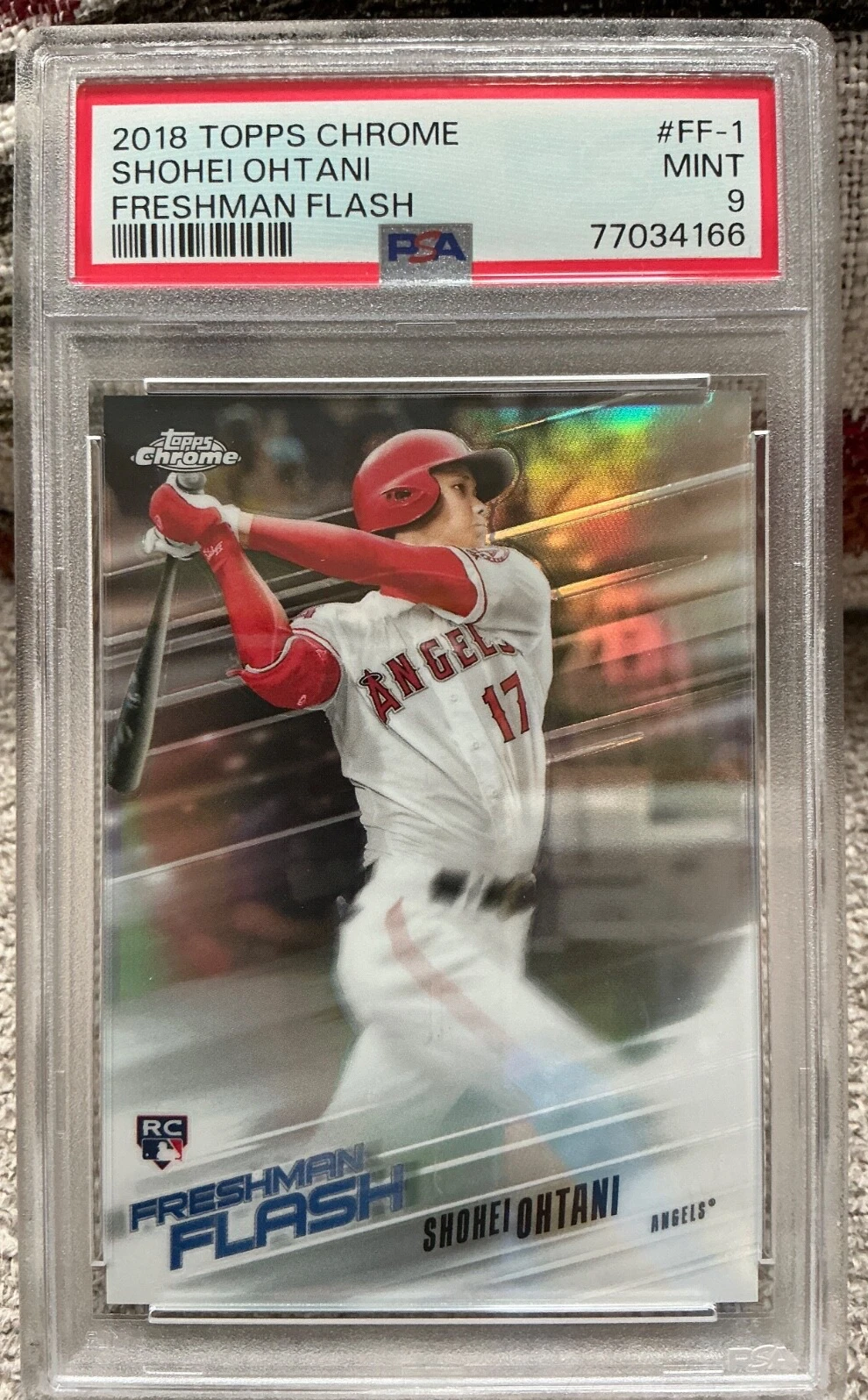 Deal for 2018 Topps Chrome Shohei Ohtani Freshman Flash #FF1 PSA 9 -Case Scratches