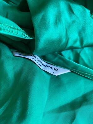 green emerald velvet dress Amanda Uprichard Dress in Grass Green Faux Leather – Gigi's Closette Ltd main image 0