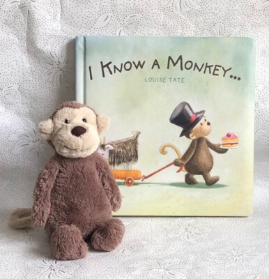 JELLYCAT BASHFUL MONKEY SMALL SOFT PLUSH TOY JELLYCAT I KNOW A MONKEY  BOOK UK