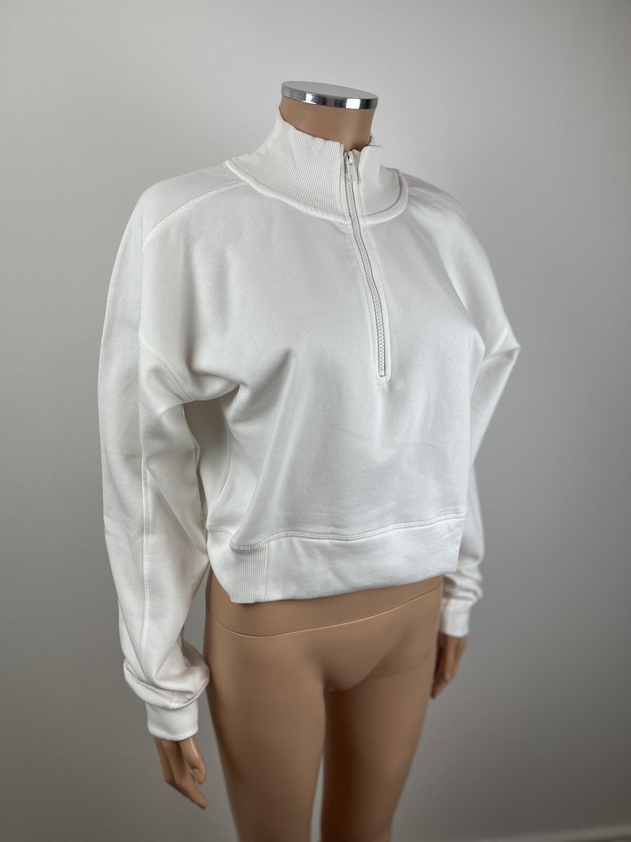 Miss Selfridge Half Crop Hoodies Topshop Ecru White Funnel Half