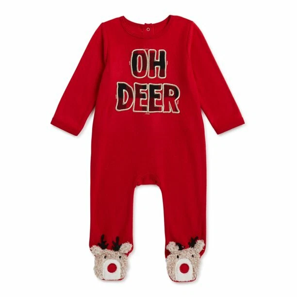 Holiday Time OH DEER RUDOLPH Baby Infant Pajamas UNISEX 6 9 Month