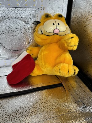 Vintage Garfield Cat Plush W/Stocking  Fill  er Up  1978 1981 Read Description