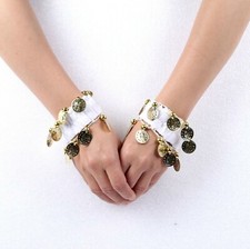 2X Gold Tribal Belly Dance Coin And Ankle Brace Bracelet And Pearls