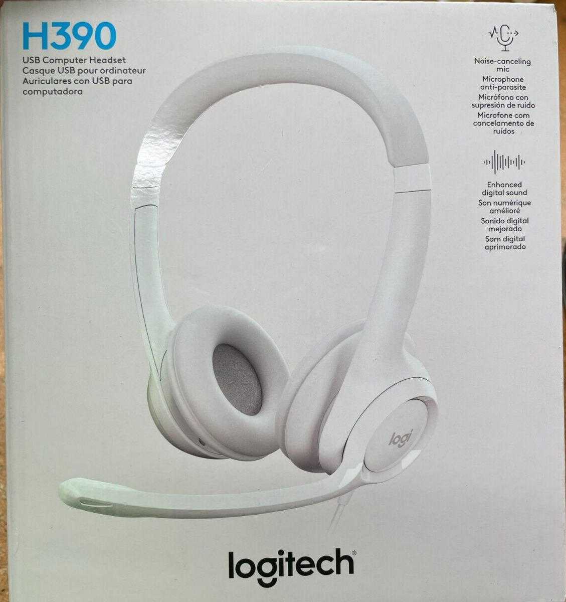 Logitech H390 USB Wired Computer Headset Noise-Canceling Mic Digital Sound  New