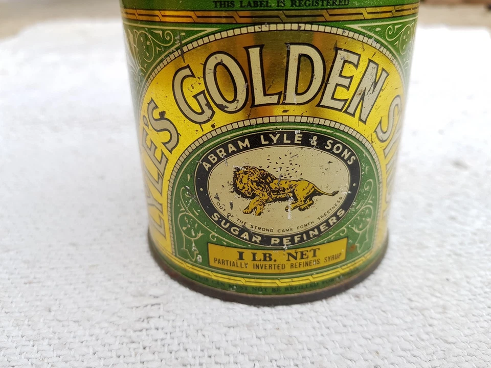1950s Vintage Scarce Lyles Golden Syrup Dieu Et Mon Droit Litho Tin Box TB40 - Image 4 of 4