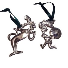 Dr. Seuss Cat In The Hat Set Silver Metal Ornaments Official Movie Merchandise