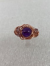 Handmade Copper Wire Wrap Amethyst Ring Size 9 317