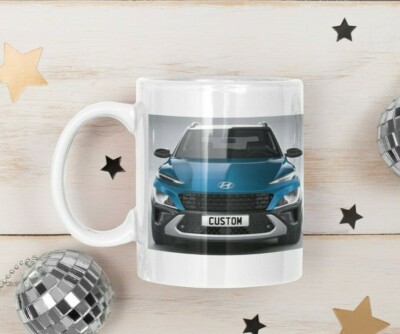 Personalisiertes Nummernschild Hyundai Kona Reg Kaffeebecher - einzigartiges Geschenk 