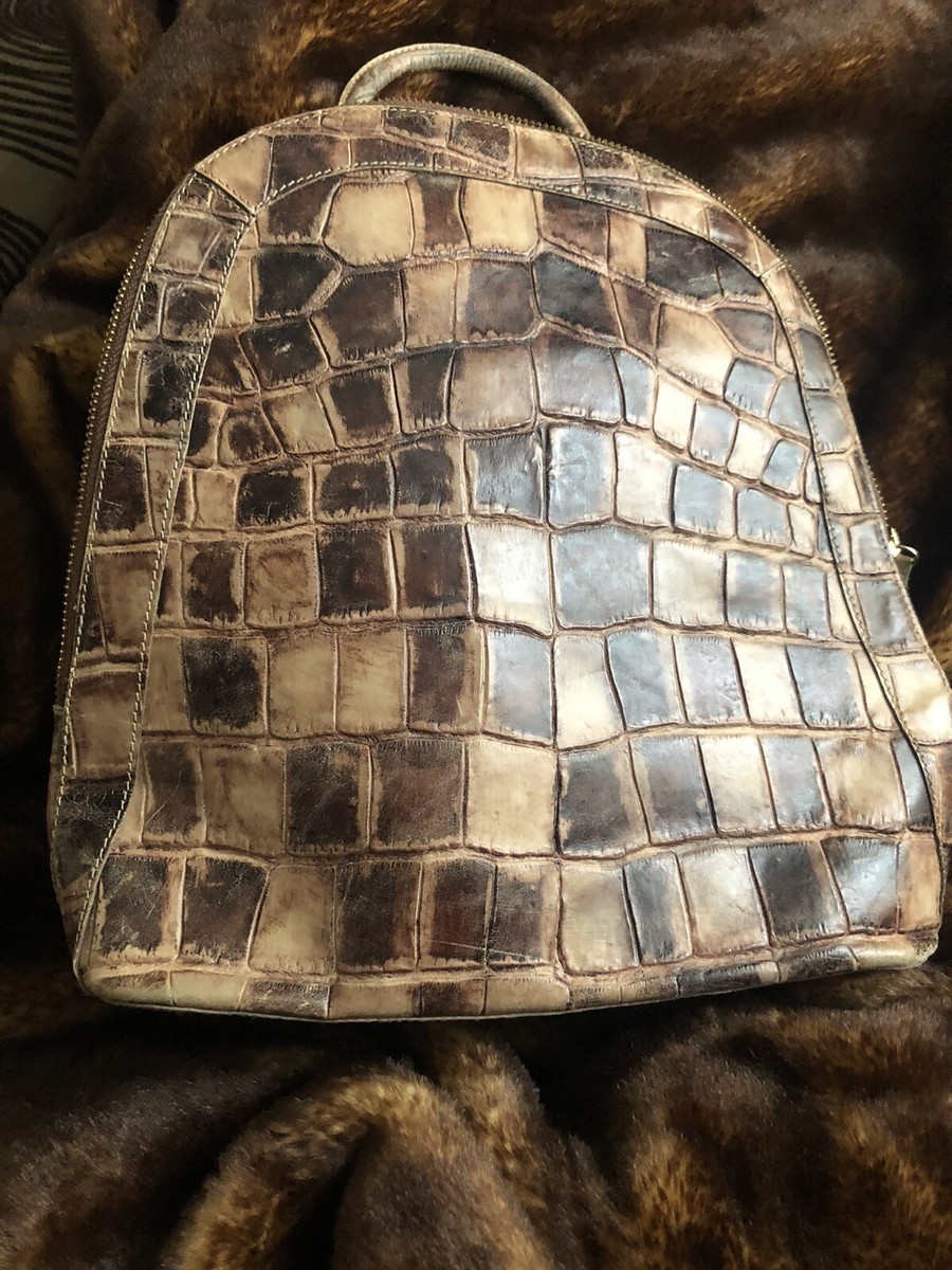 Brahmin Taupe Croc-Embossed Mini Backpack Brahmin Backpack Purse | eBay main image 3