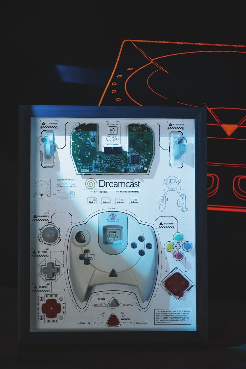 Sega Dreamcast Controller Teardown Art,Retro Console Memorabilia