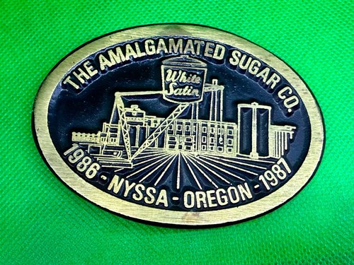 The Amalgamated Sugar Co. White Satin Plant Solid Brass Dynabuckle Belt Buckle - Picture 11 of 17