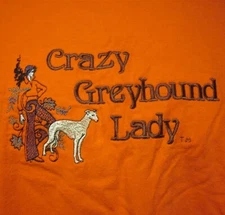 CRAZY GREYHOUND LADY throwback 3XL sewn tee Roaring Twenties T shirt chic XXXL 