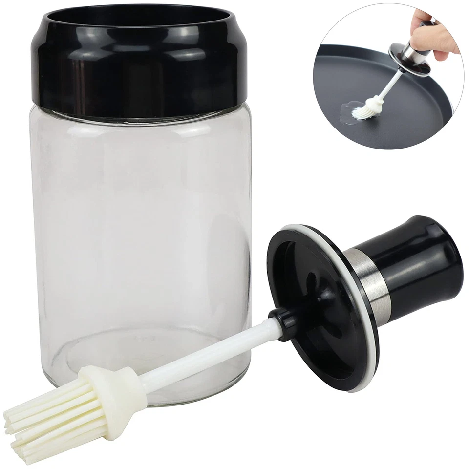 Oil Bottle Sauce/Oil Jar with Silicone Basting Brush for Cooking BBQ Kitchen - Image 3 of 4