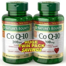 Nature's Bounty *** Twin Pack *** 100mg Co Q-10 Cardiovascular and Heart Heal
