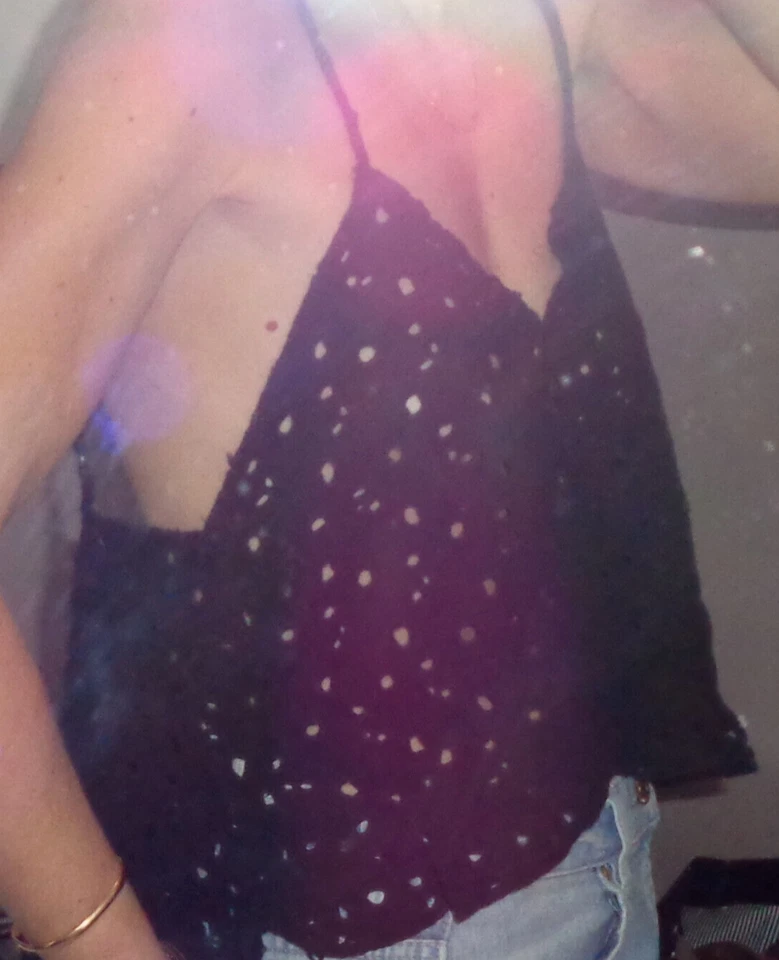 crop top évasé destructuré coton effet broderie anglaise NOIR ZARA L - Photo 3/4