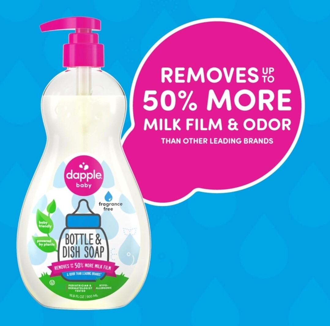 Dapple Baby Bottle and Dish Soap for Baby Products, Fragrance-Free