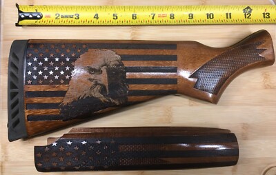 Mossberg 500 American Flag Eagle Engraved Stock + Forend Set 12ga/16ga
