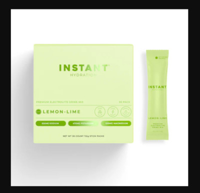 NEW Instant Hydration Premium Electrolyte Drink Mix Lemon Lime 30 Ct Stick Packs