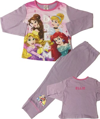 Disney Princess Girls Pyjamas Sleepwear – Personalisation Available