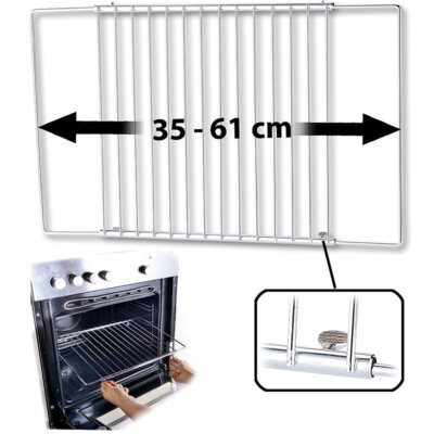 Rosenstein & Söhne Universal-Backofenrost, ausziehbar von 35 - 61 cm, 32 cm tief