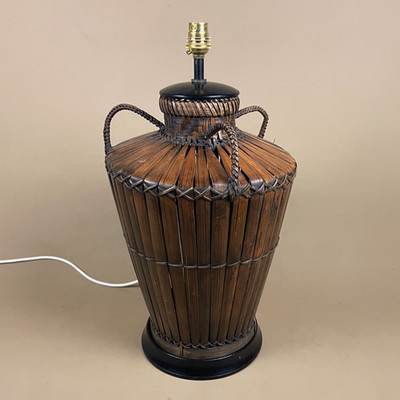 Antike Orientalische Holz Lampe Bambus Korb Holz Leuchte Vintage Nachttisch