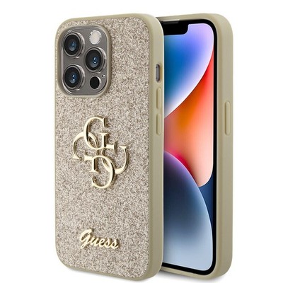 Guess iPhone 15 Pro TPU Hülle Hardcase - Big 4G - Fixed Glitter - Gold