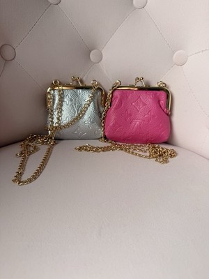LV Pink And Silver Crossbody Coin Purses. Brand New