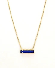 Kendra Scott Gold Plated Adj. Leanor Bar Pendant Necklace in Blue Cats Eye
