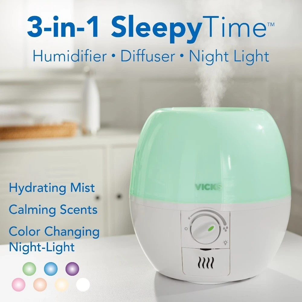 3-in-1 Sleepy Time Ultrasonic Humidifier & Diffuser Aromatherapy Essential Oil - thumbnail 4