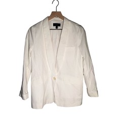 J. CREW linen blend minimalist classic single button summer work wear blazer 8