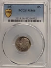 1957-P Philadelphia Roosevelt Silver Dime Toned PCGS Graded MS66